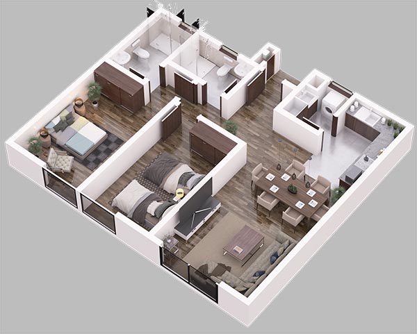 Cascadia 2 Bedroom Apartment